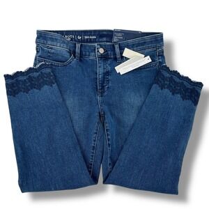 Talbots Flawless Denim Slim Ankle Jeans Womens Size 6P Petite Lace Hem